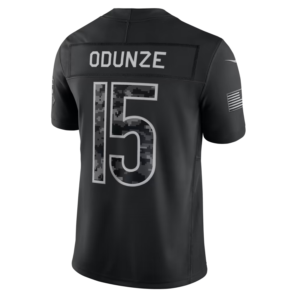 Rebec C.Bears #15 Rome Odunze Black 2026 Salute to Service Stitched Limited Jersey