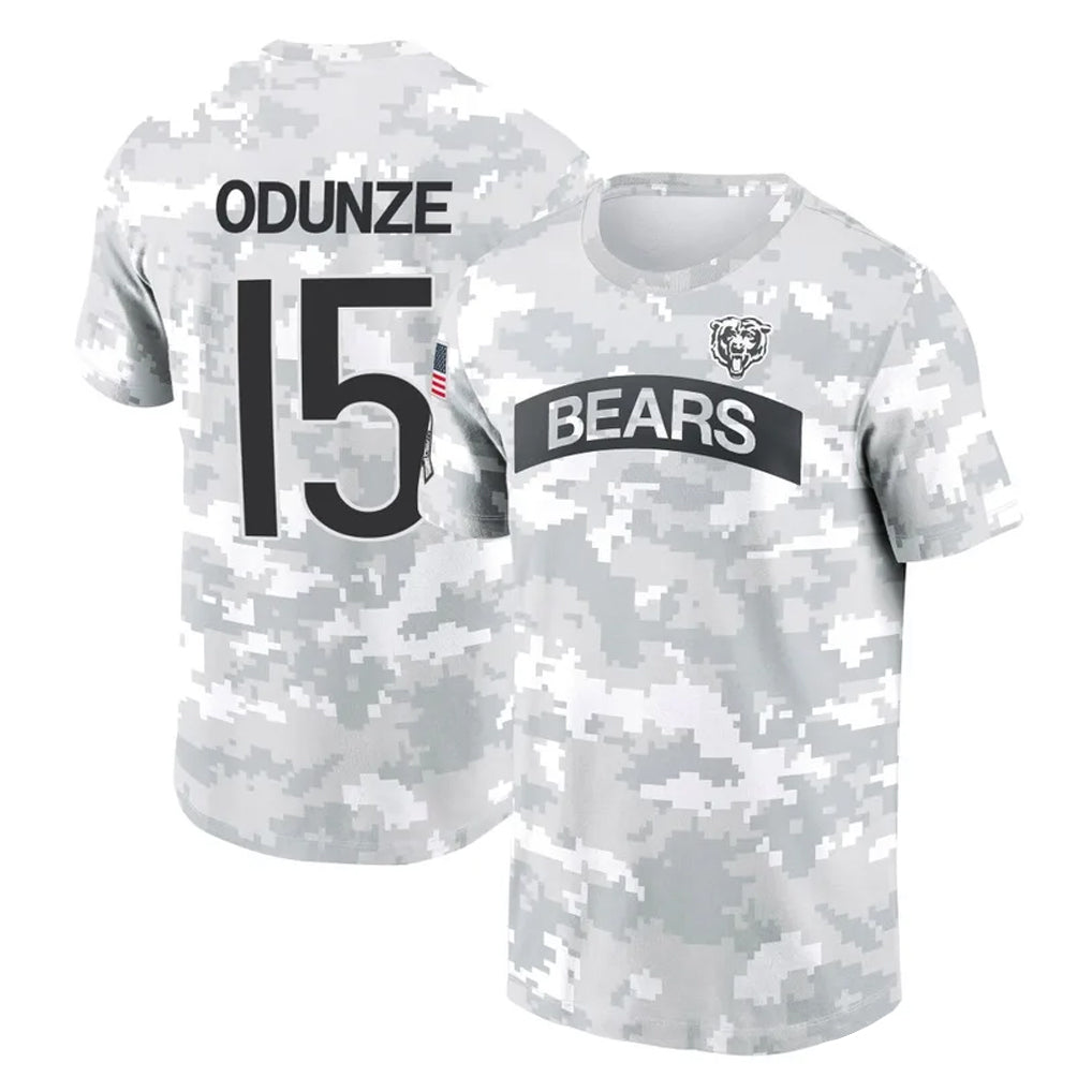 C.Bears #15 Rome Odunze Player Arctic Camo Rebec Salute to Service Performance T-Shirt Limited Stitched Jerseys