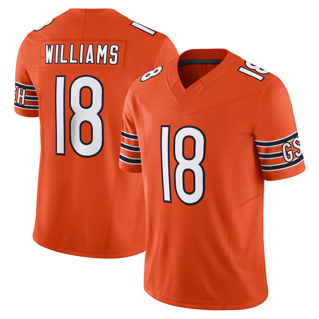 Rebec C.Bears #18 Caleb Williams Player Orange Vapor F.U.S.E. Limited Home Game Stitched Jerseys