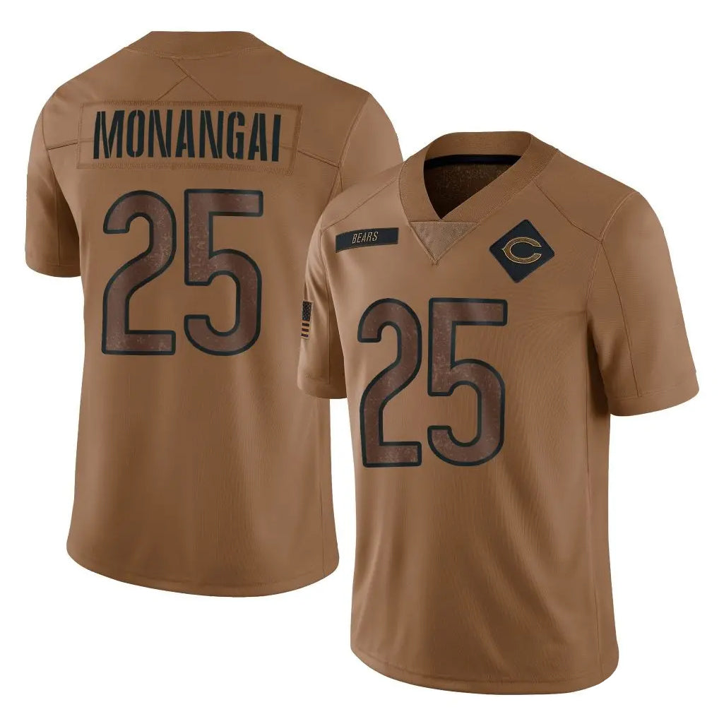 Rebec C.Bears #25 Kyle Monangai Player Brown Salute to Service Limited Stitched Jerseys