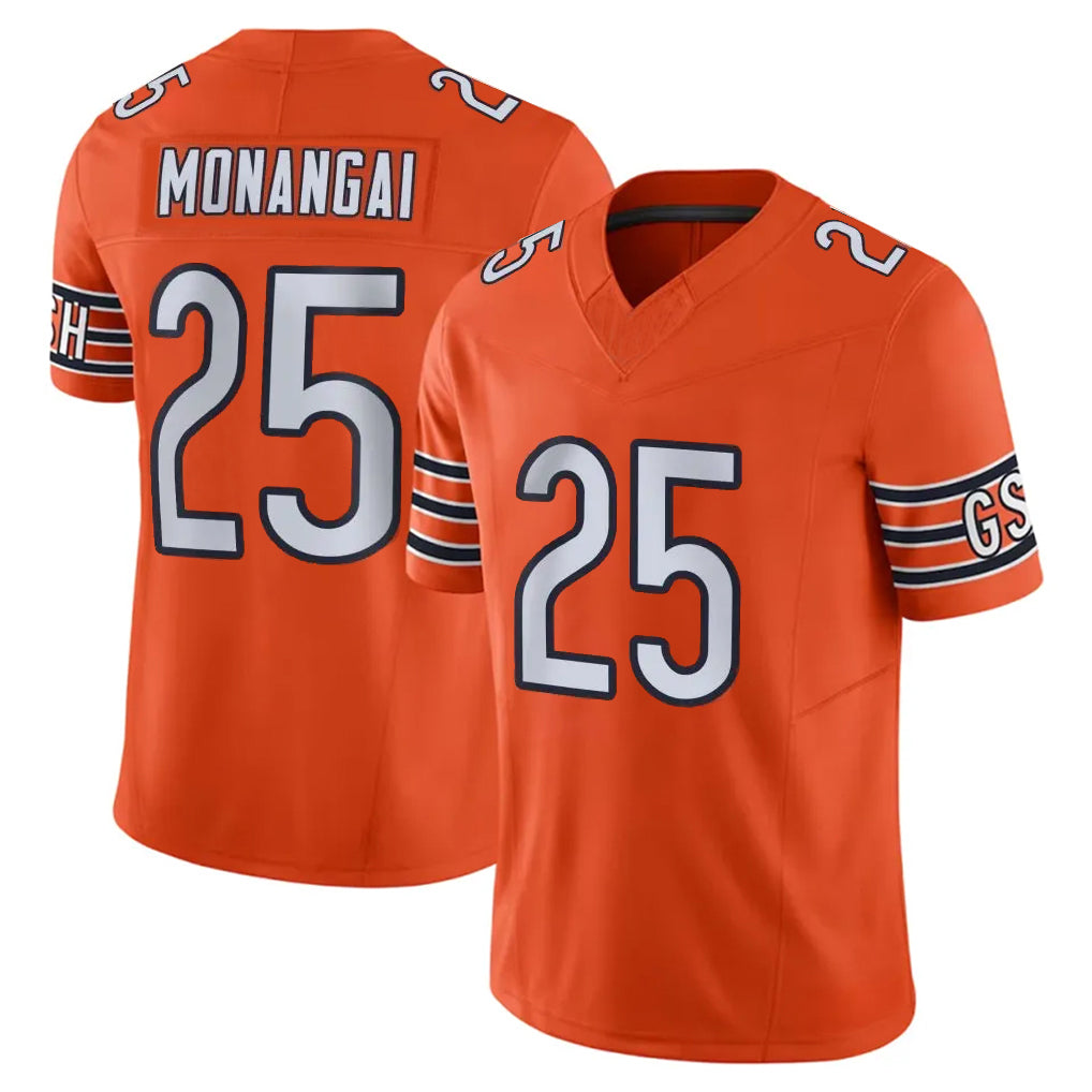 Rebec C.Bears #25 Kyle Monangai Player Orange Vapor F.U.S.E. Limited Home Game Stitched Jerseys