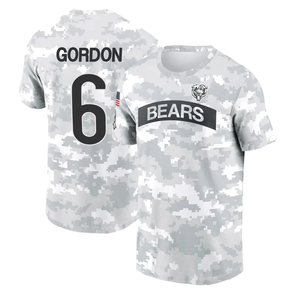 Rebec C.Bears #6 Kyler Gordon Player Arctic Camo Salute to Service Performance T-Shirt Limited Stitched Jerseys