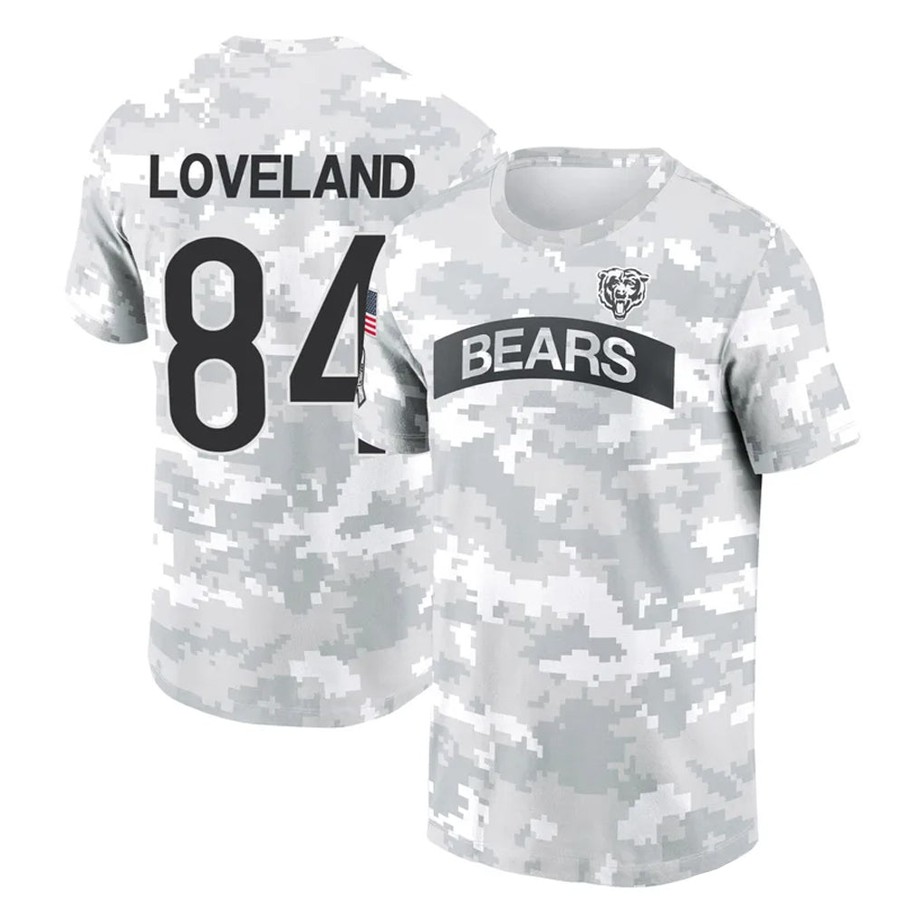 Rebec C.Bears #84 Colston Loveland Player Arctic Camo Salute to Service Performance T-Shirt Limited Stitched Jerseys