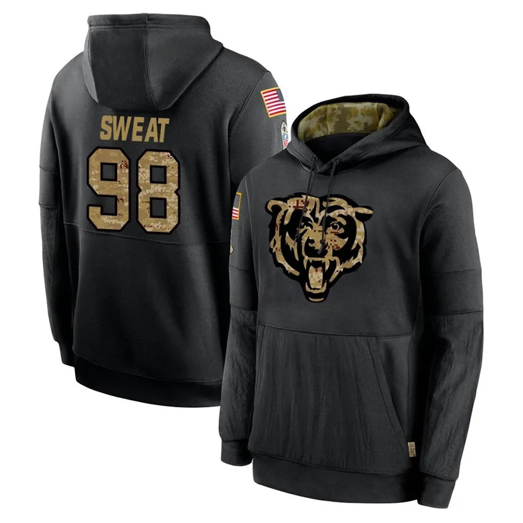 Rebec C.Bears #98 Montez Sweat Player Black Salute to Service Pullover Hoodies Limited Stitched Jerseys