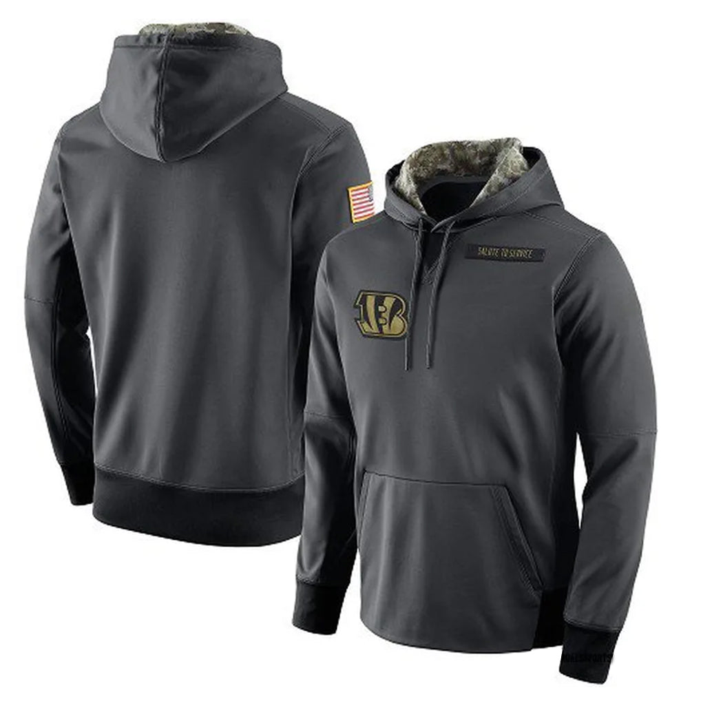Rebec C.Bengals Anthracite Salute to Service Player Performance Hoodie Blank Player Stitched Jerseys