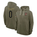 Rebec C.Bengals #0 DJ Turner II Player Olive Salute to Service Pullover Hoodies Limited Stitched Jerseys