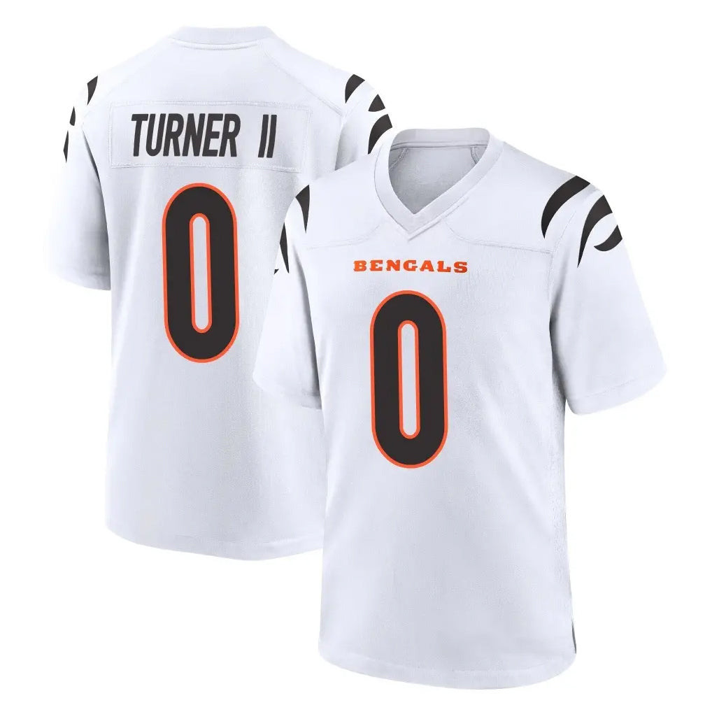 Rebec C.Bengals #0 DJ Turner II Player White Home Game Stitched Jerseys