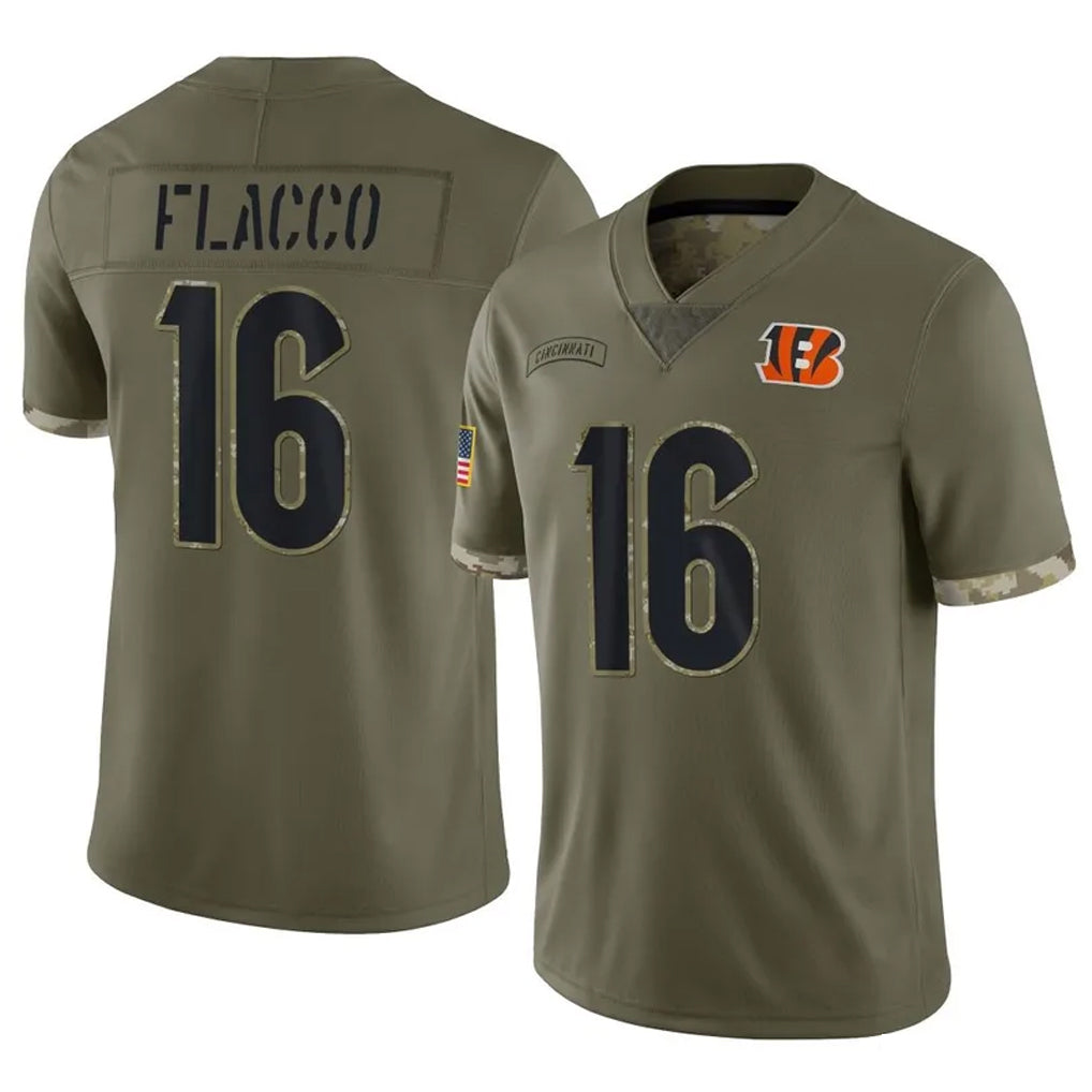 Rebec C.Bengals #16 Joe Flacco Player Olive Salute to Service Game Stitched Jerseys
