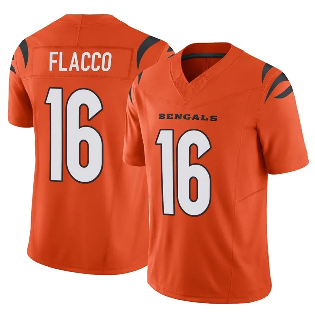 Rebec C.Bengals #16 Joe Flacco Player Orange Vapor F.U.S.E. Limited Home Game Stitched Jerseys