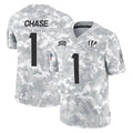 Rebec C.Bengals #1 Ja'Marr Chase Player Arctic Camo Salute to Service Limited Stitched Jerseys