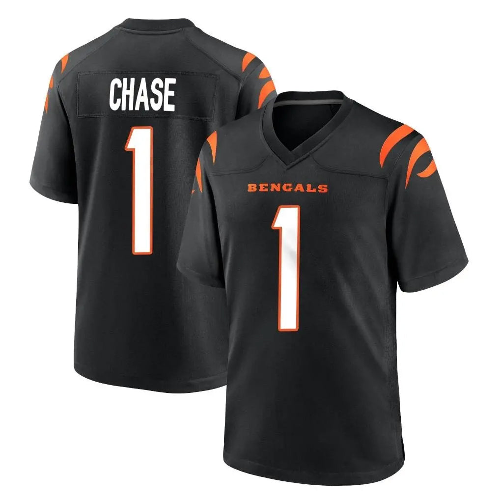 Rebec C.Bengals #1 Ja'Marr Chase Player Black Home Game Stitched Jerseys
