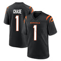Rebec C.Bengals #1 Ja'Marr Chase Player Black Home Game Stitched Jerseys
