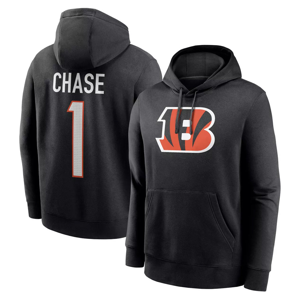 Rebec C.Bengals #1 Ja'Marr Chase Player Black Salute to Service Pullover Hoodies Game Stitched Jerseys