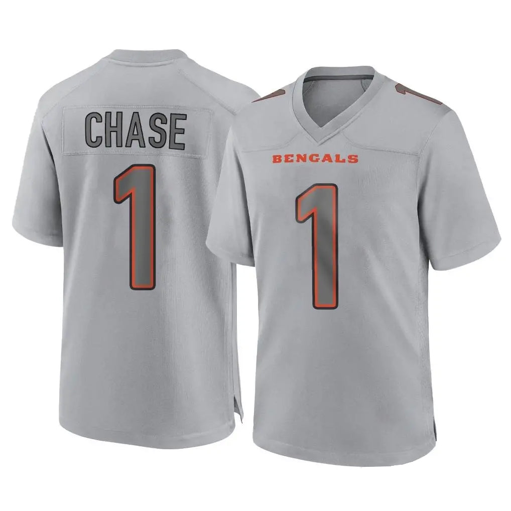 Rebec C.Bengals #1 Ja'Marr Chase Player Gray Atmosphere Fashion Game Stitched Jerseys