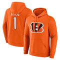 Rebec C.Bengals #1 Ja'Marr Chase Player Orange Salute to Service Pullover Hoodie Limited Stitched Jerseys