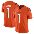 Rebec C.Bengals #1 Ja'Marr Chase Player Orange Vapor F.U.S.E. Limited Home Game Stitched Jerseys