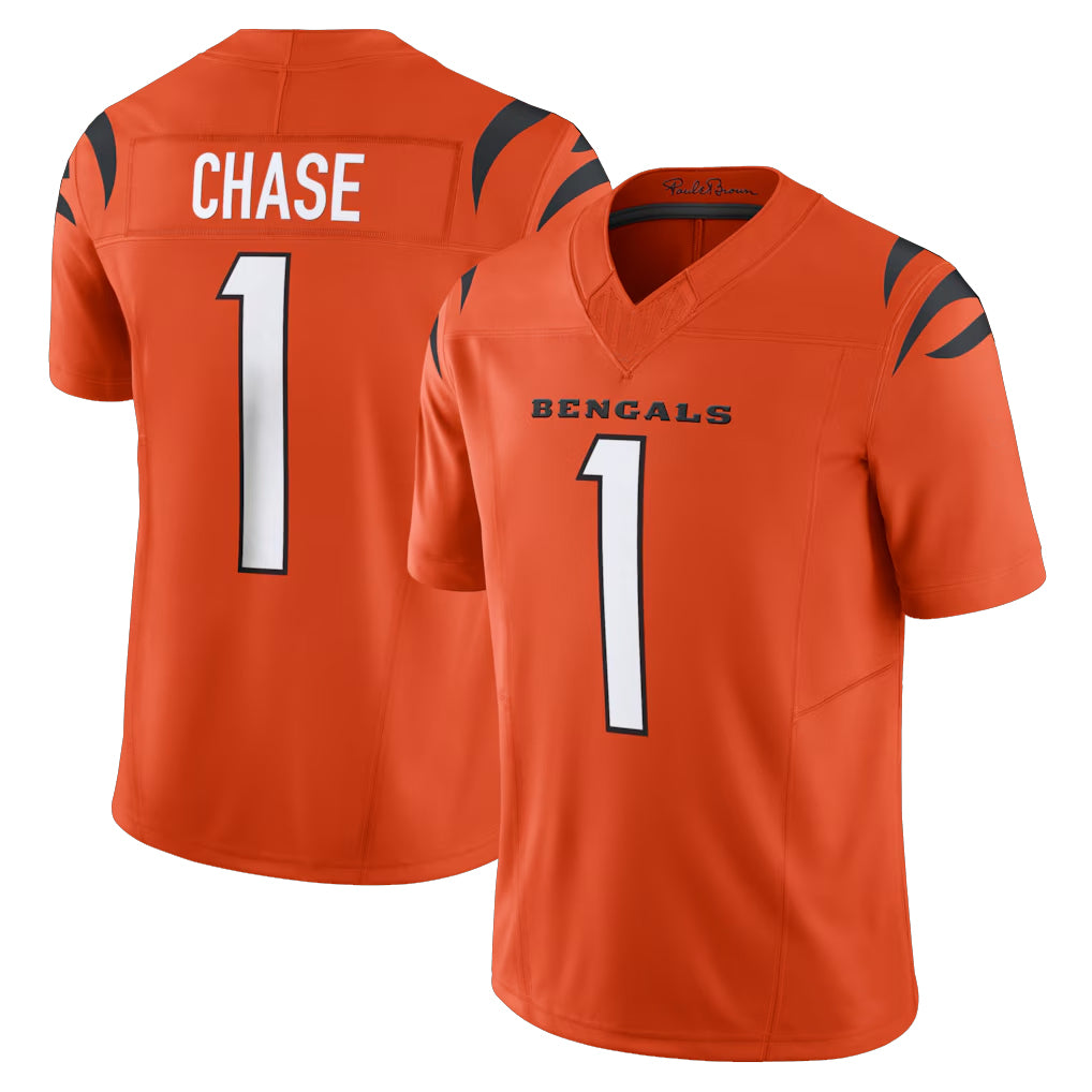 Rebec C.Bengals #1 Ja'Marr Chase Player Orange Vapor F.U.S.E. Limited Home Game Stitched Jerseys