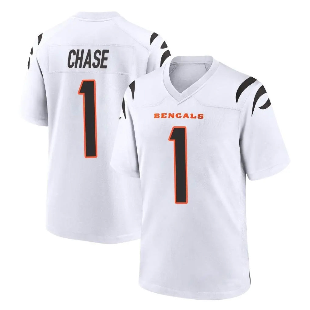 Rebec C.Bengals #1 Ja'Marr Chase Player White Home Game Stitched Jerseys