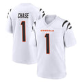 Rebec C.Bengals #1 Ja'Marr Chase Player White Home Game Stitched Jerseys
