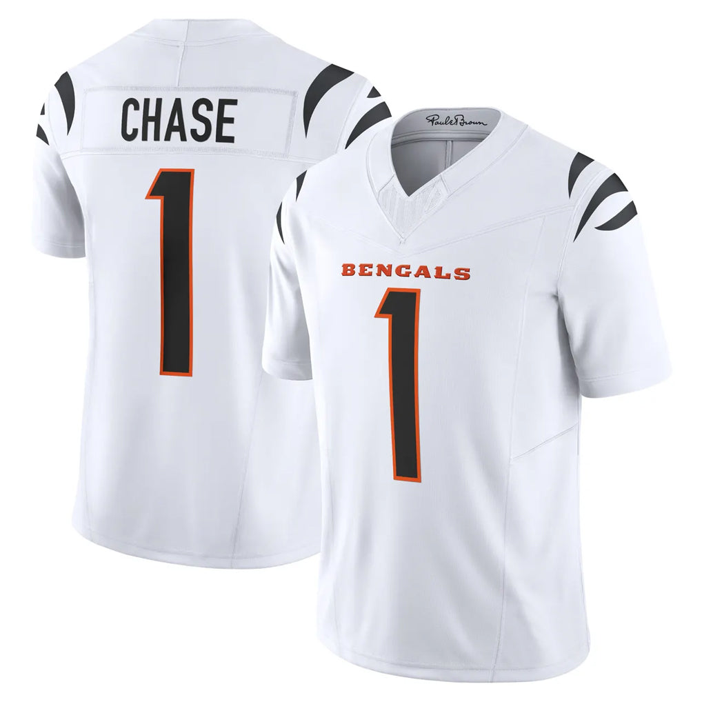 Rebec C.Bengals #1 Ja'Marr Chase Player White Vapor F.U.S.E. Limited Home Game Stitched Jerseys