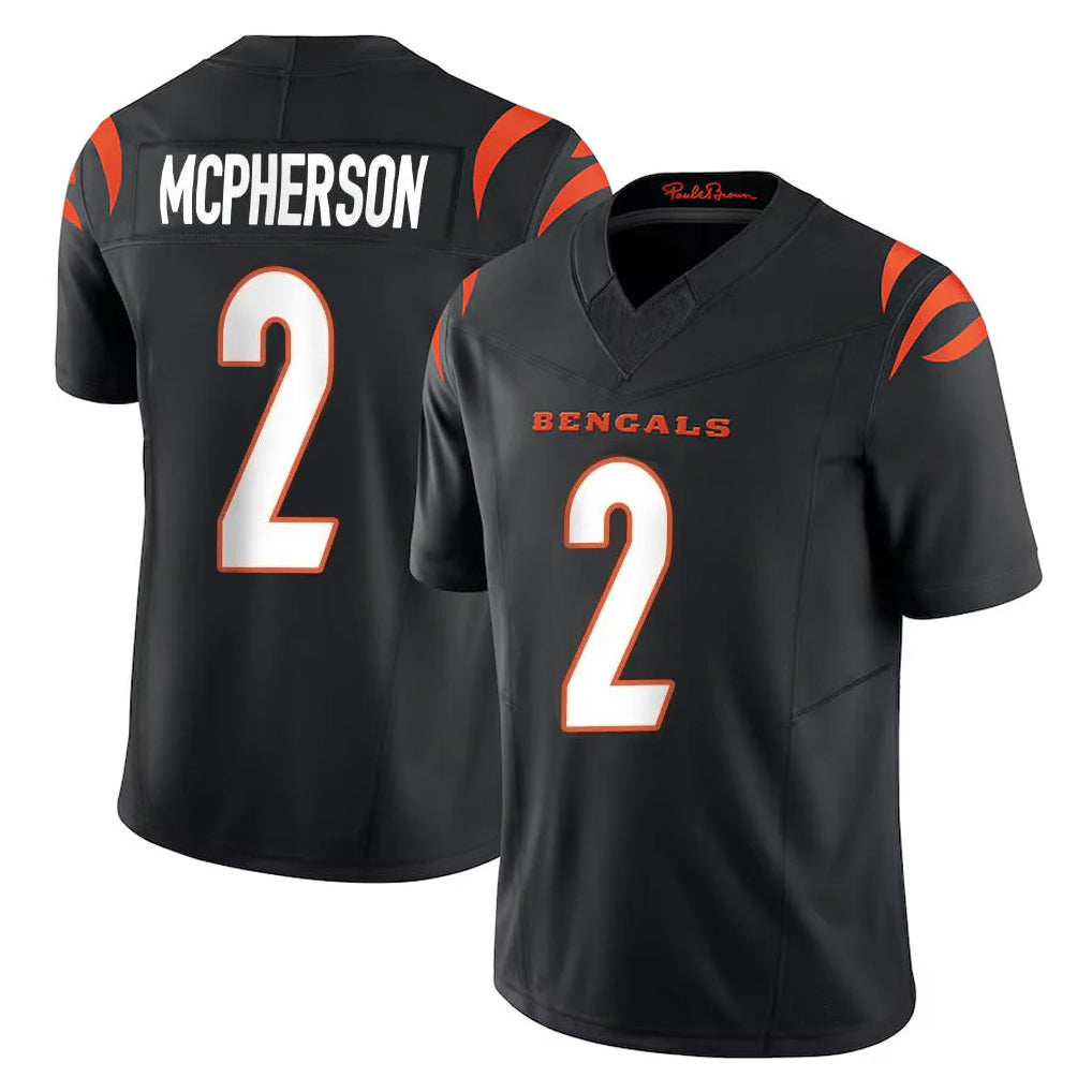 Rebec C.Bengals #2 Evan McPherson Player Black Vapor F.U.S.E. Limited Home Game Stitched Jerseys
