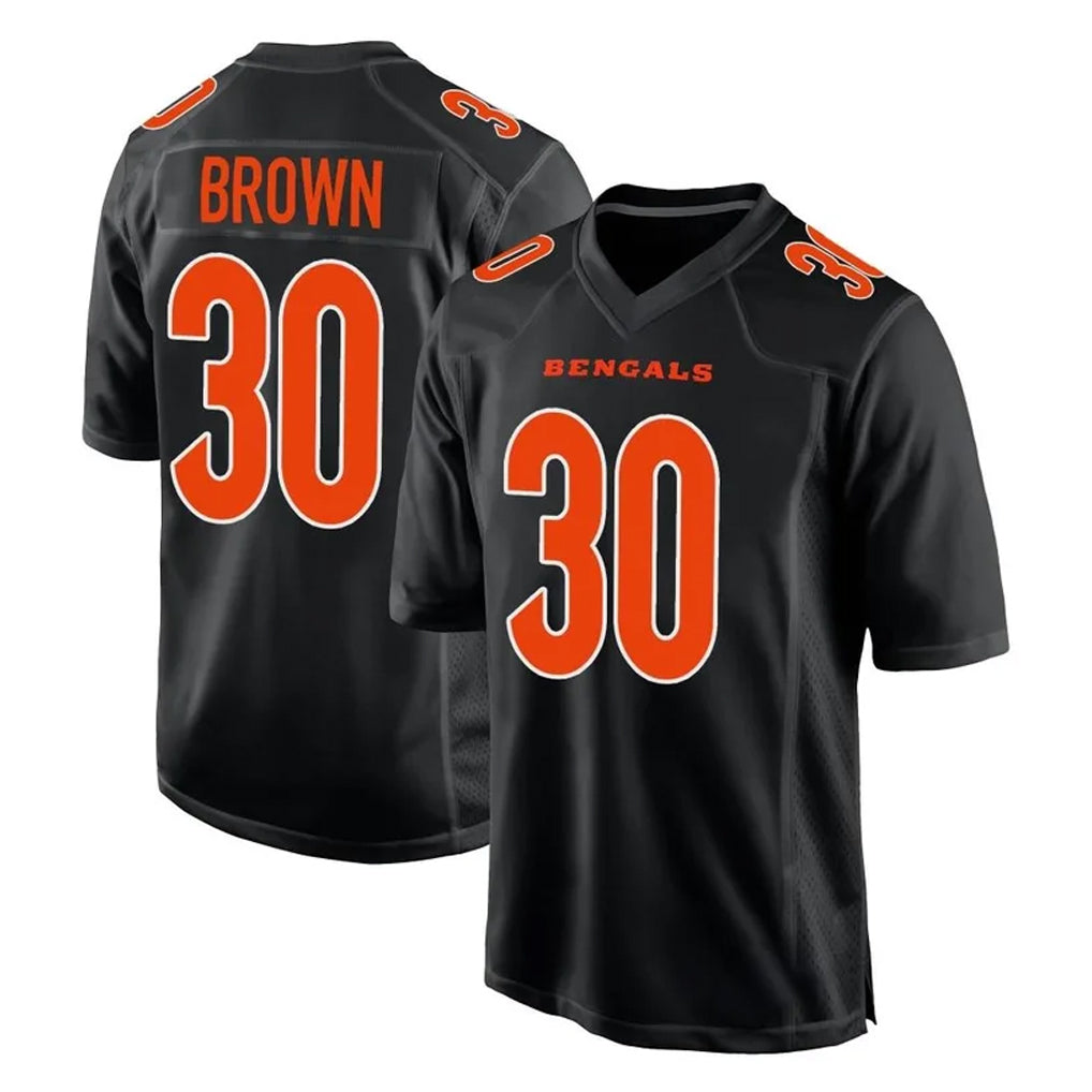 Rebec C.Bengals #30 Chase Brown Player Black Fashion Game Stitched Jerseys