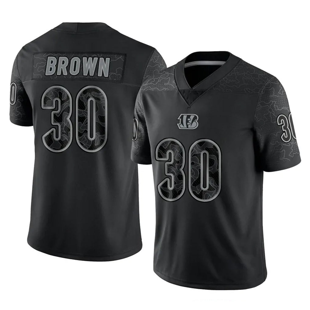 Rebec C.Bengals #30 Chase Brown Player Black Reflective Limited Game Stitched Jerseys