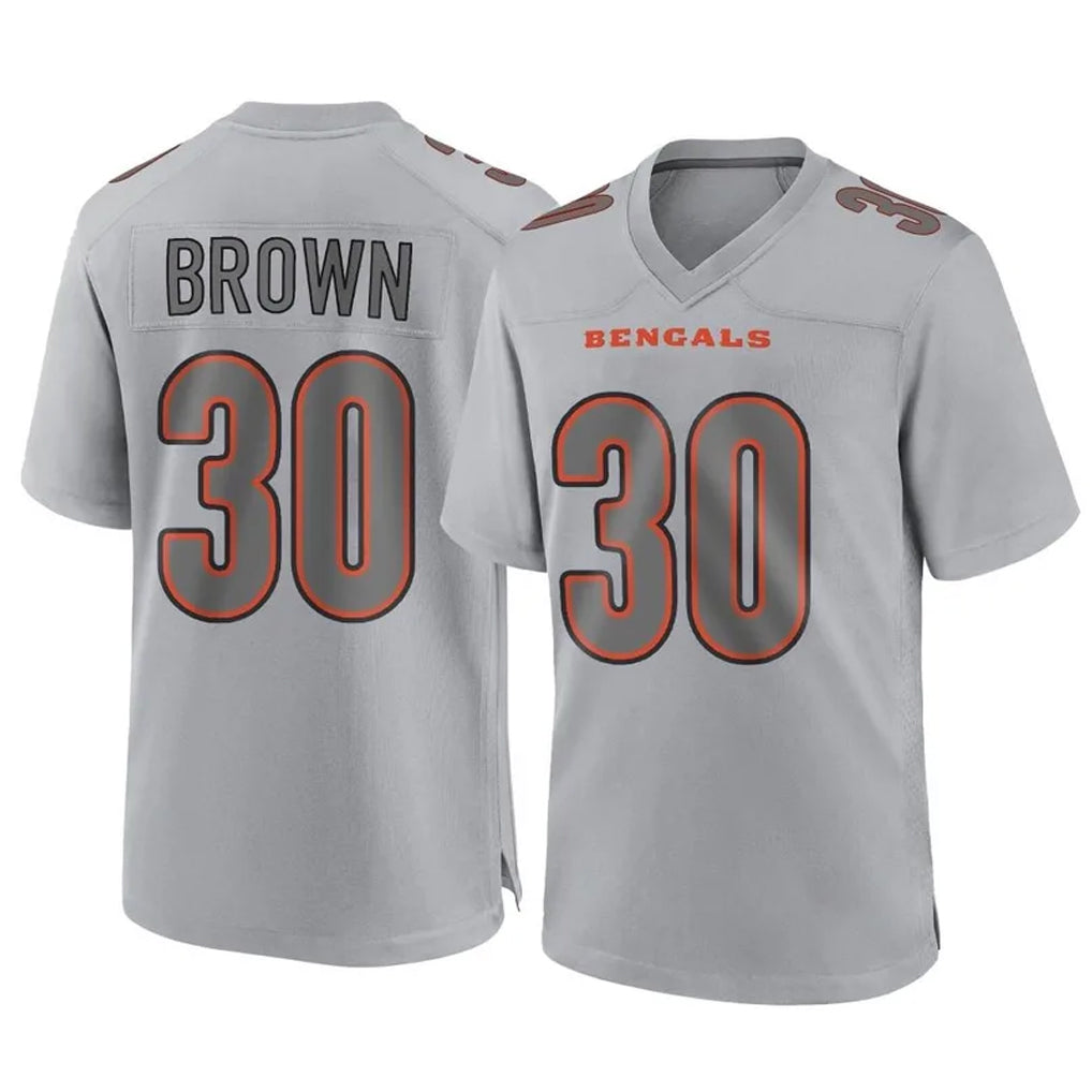 Rebec C.Bengals #30 Chase Brown Player Gray Atmosphere Fashion Game Stitched Jerseys