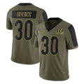Rebec C.Bengals #30 Chase Brown Player Olive Salute to Service Game Stitched Jerseys