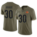 Rebec C.Bengals #30 Chase Brown Player Olive Salute to Service Limited Game Stitched Jerseys