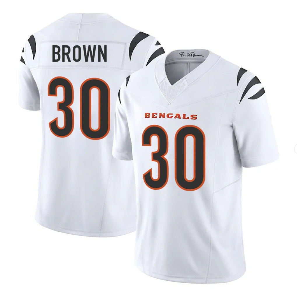Rebec C.Bengals #30 Chase Brown Player White Vapor F.U.S.E. Limited Home Game Stitched Jerseys