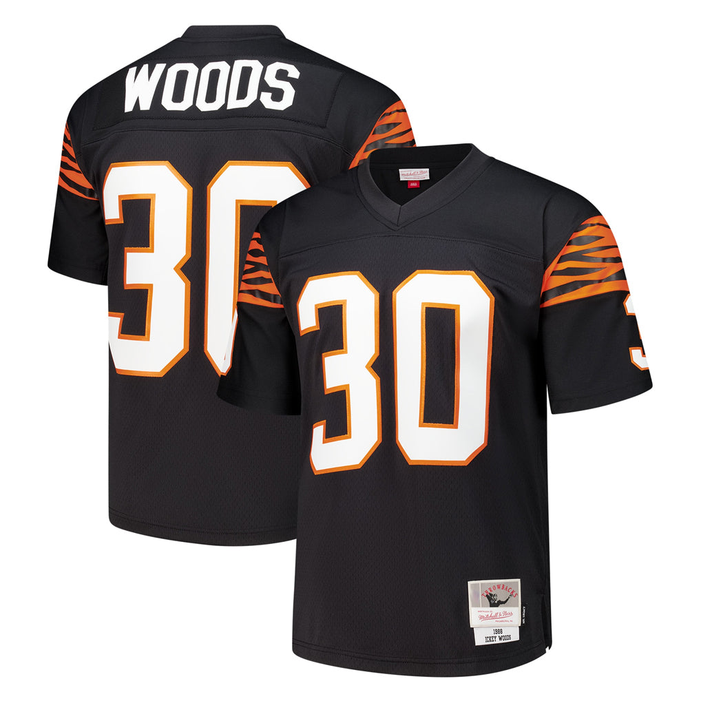 Rebec C.Bengals #30 Ickey Woods Player Black Mitchell & Ness 1988 Legacy Replica Stitched Jerseys