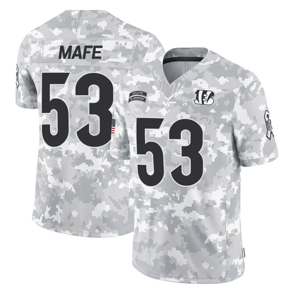 Rebec C.Bengals #53 Boye Mafe Player Arctic Camo Salute to Service Limited Stitched Jerseys