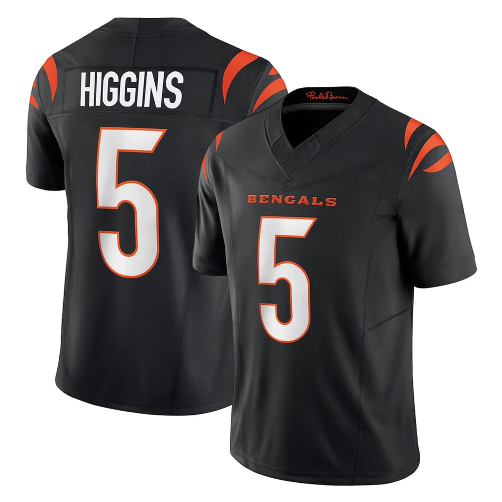 Rebec C.Bengals #5 Tee Higgins Player Black Vapor F.U.S.E. Limited Home Game Stitched Jerseys