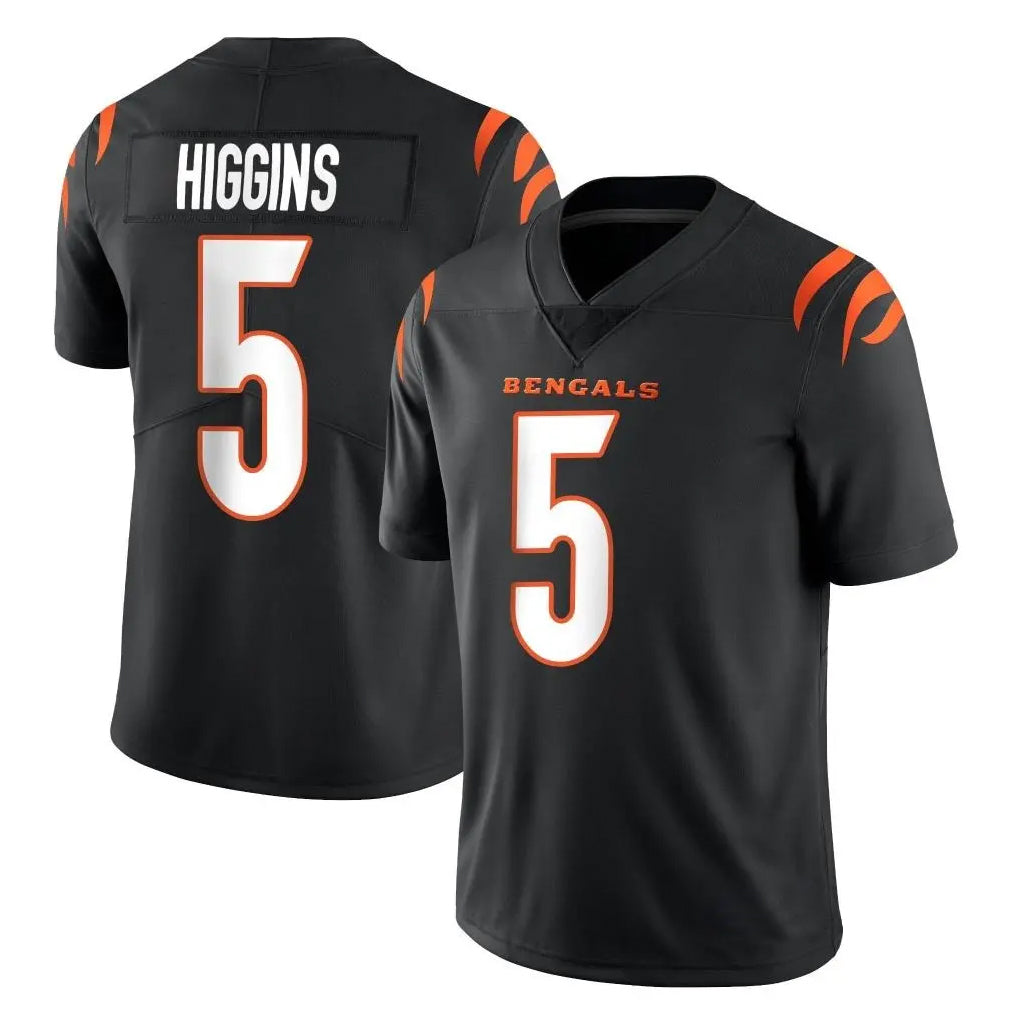 Rebec C.Bengals #5 Tee Higgins Player Black Vapor Untouchable Limited Home Game Stitched Jerseys