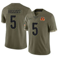 Rebec C.Bengals #5 Tee Higgins Player Olive Salute to Service Limited Game Stitched Jerseys