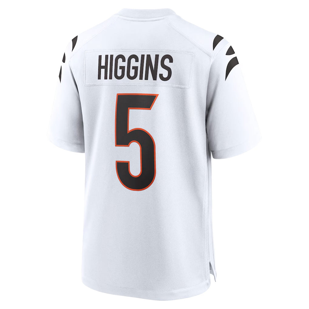 Rebec C.Bengals #5 Tee Higgins Player White Home Game Stitched Jerseys