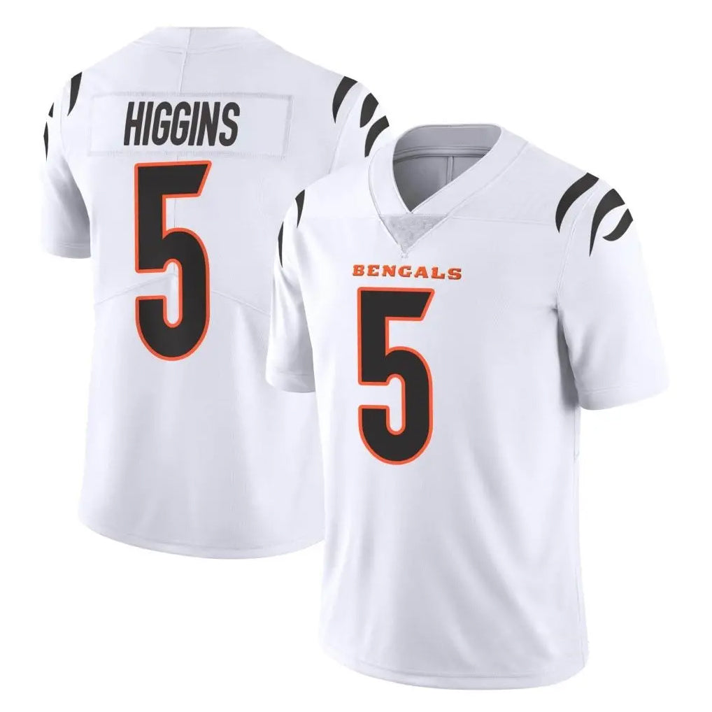 Rebec C.Bengals #5 Tee Higgins Player White Vapor Untouchable Limited Home Game Stitched Jerseys