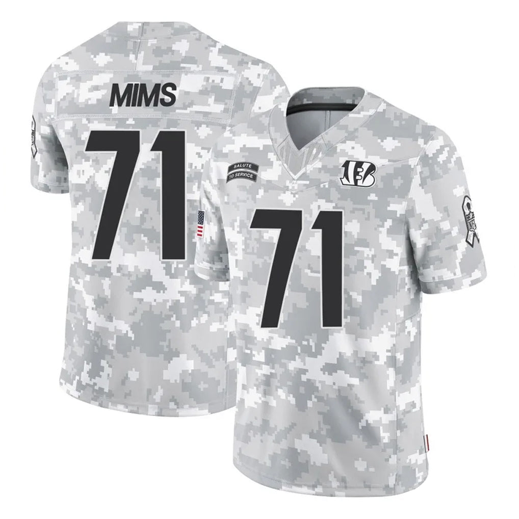 Rebec C.Bengals #71 Amarius Mims Player Arctic Camo Salute to Service Limited Stitched Jerseys