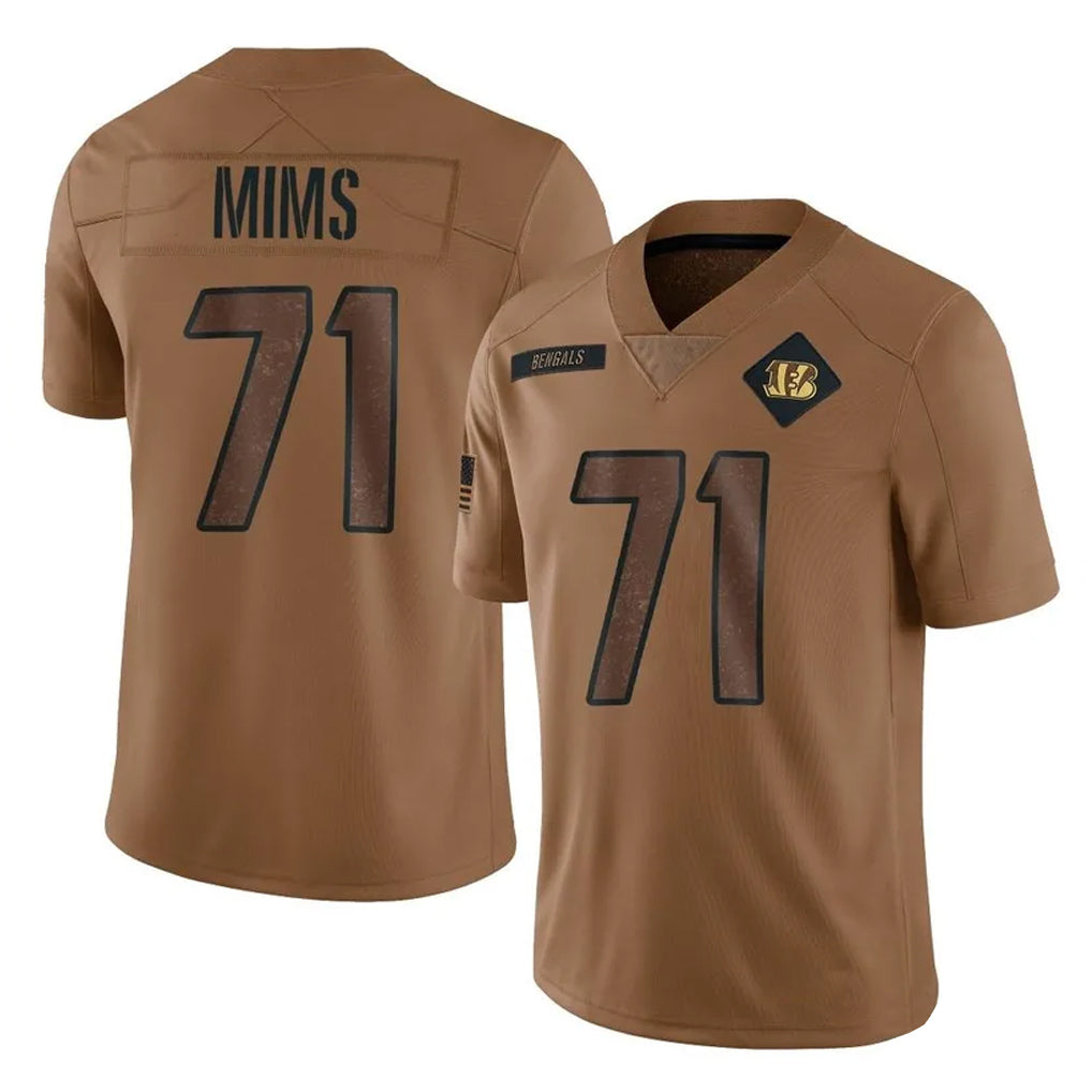 Rebec C.Bengals #71 Amarius Mims Player Brown Salute to Service Limited Stitched Jerseys