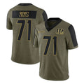 Rebec C.Bengals #71 Amarius Mims Player Olive Salute to Service Game Stitched Jerseys