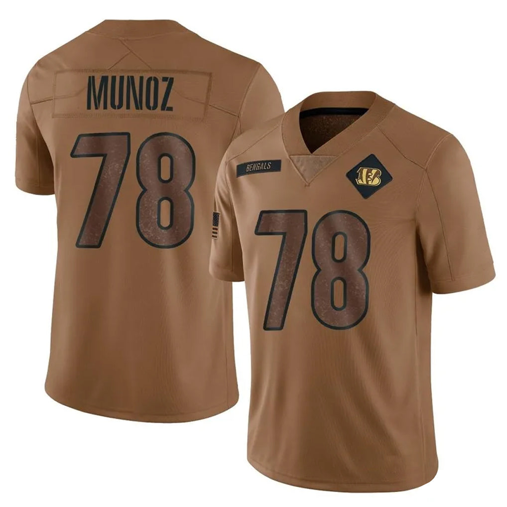 Rebec C.Bengals #78 Anthony Munoz Player Brown Salute to Service Limited Stitched Jerseys