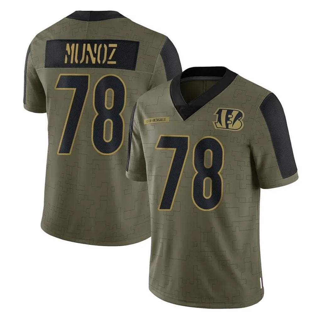 Rebec C.Bengals #78 Anthony Munoz Player Olive Salute to Service Game Stitched Jerseys