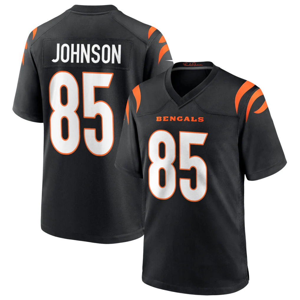 Rebec C.Bengals #85 Chad Johnson Player Black Home Game Stitched Jerseys