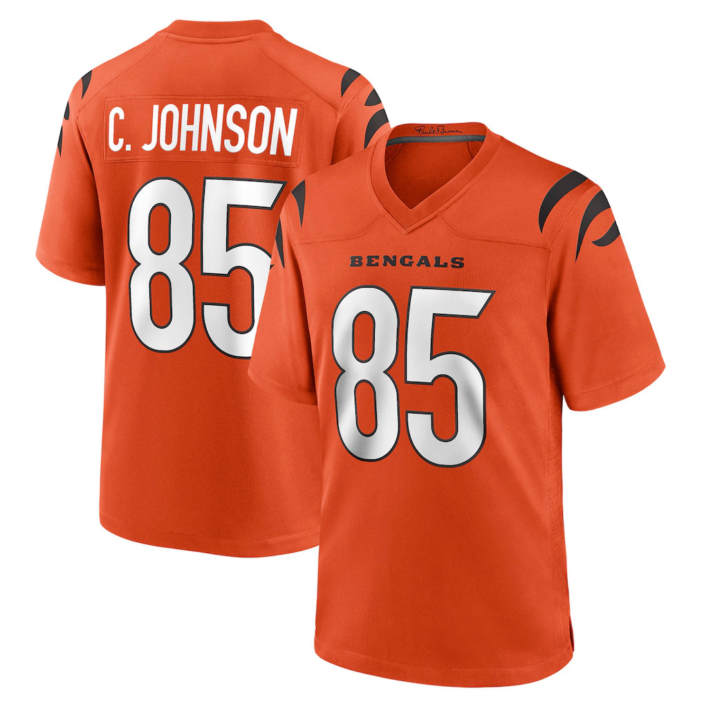 Rebec C.Bengals #85 Chad Johnson Player Orange Home Game Stitched Jerseys