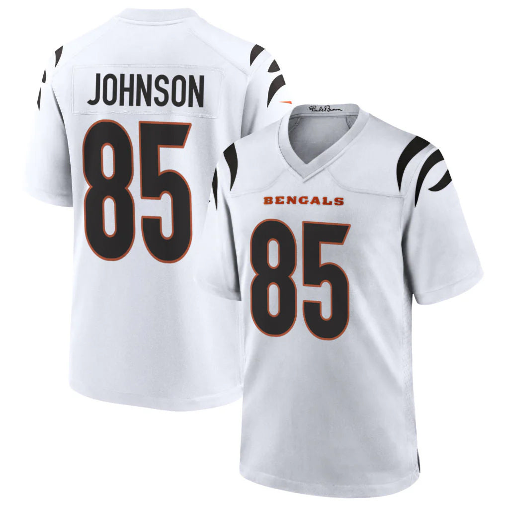 Rebec C.Bengals #85 Chad Johnson Player White Home Game Stitched Jerseys