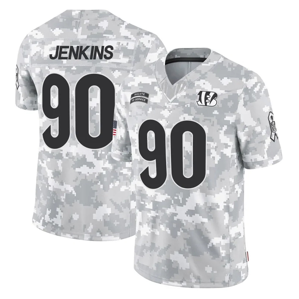 Rebec C.Bengals #90 Kris Jenkins Jr Player Arctic Camo Salute to Service Limited Stitched Jerseys