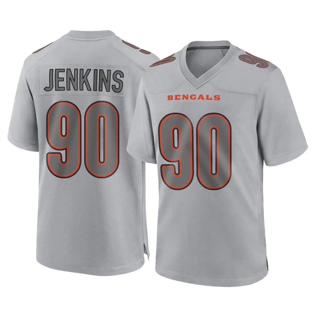 Rebec C.Bengals #90 Kris Jenkins Jr Player Gray Atmosphere Fashion Game Stitched Jerseys