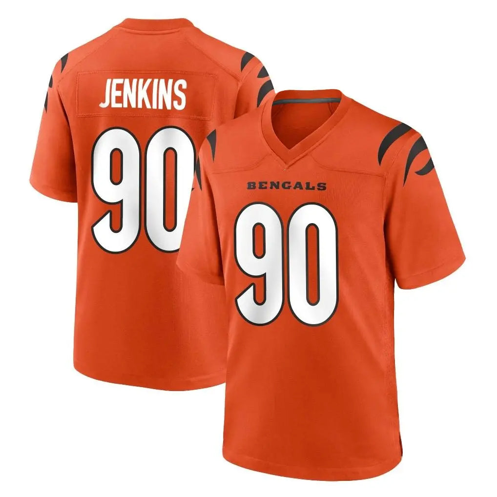 Rebec C.Bengals #90 Kris Jenkins Jr Player Orange Home Game Stitched Jerseys