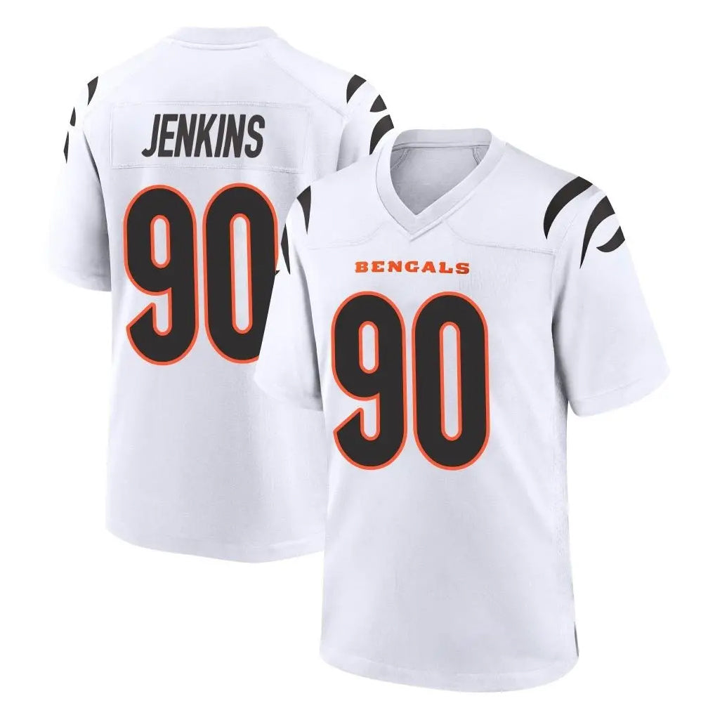 Rebec C.Bengals #90 Kris Jenkins Jr Player White Home Game Stitched Jerseys